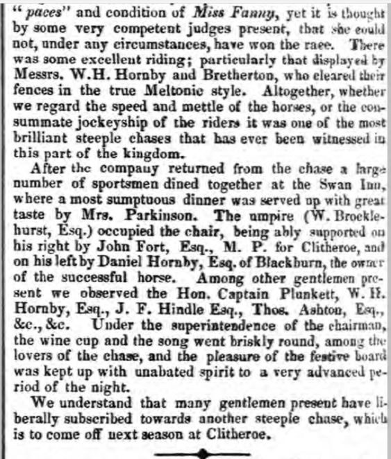 Clitheroe Steeple chase  5-12-1838   D